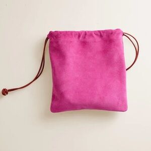 Parker Thatch Drawstring Pouch - Pink Suede